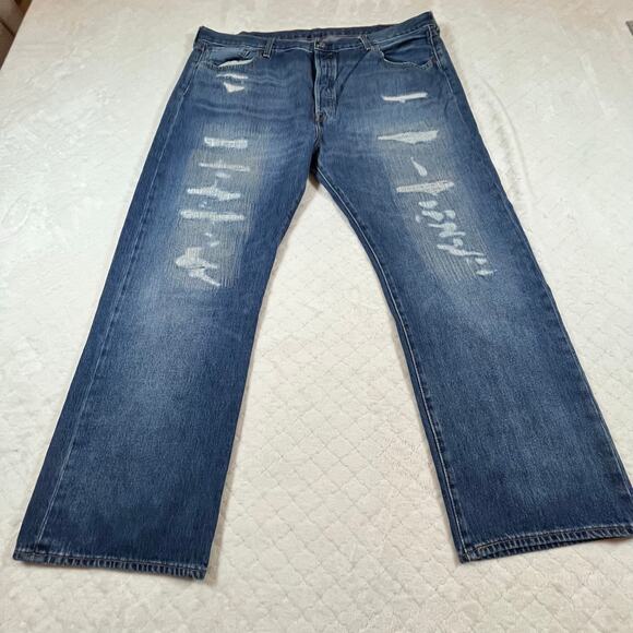 Levis 501 150th Anniversary Jeans Mens 46x32 Distressed Button Fly - Picture 1 of 9